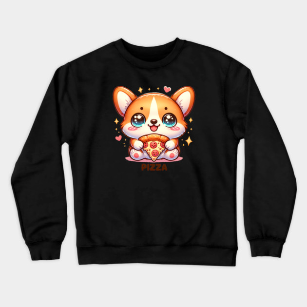 Funny Pizza CuteCorgi Dog Lover Crewneck Sweatshirt by logiamerch