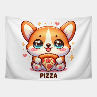 Funny Pizza CuteCorgi Dog Lover Tapestry