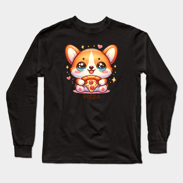 Funny Pizza CuteCorgi Dog Lover Long Sleeve T-Shirt by logiamerch