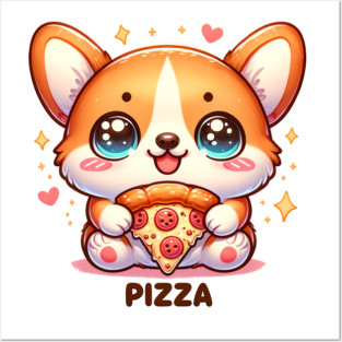 Funny Pizza CuteCorgi Dog Lover Posters and Art