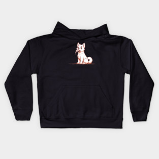 White Dog Eating Pizza Kids Hoodie