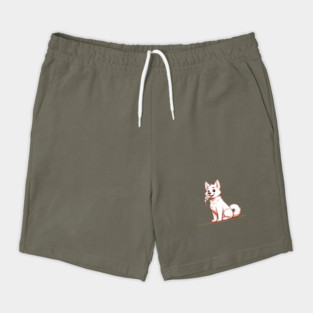 White Dog Eating Pizza Shorts