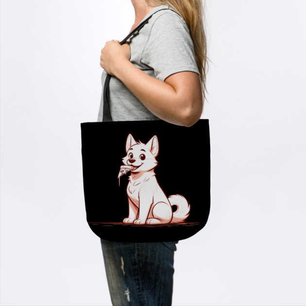 White Dog Eating Pizza by logiamerch