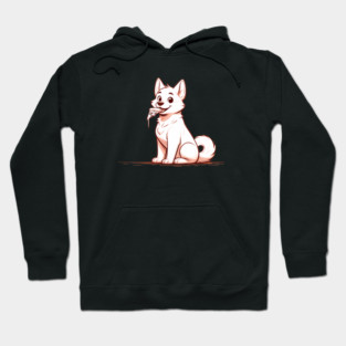 White Dog Eating Pizza Hoodie