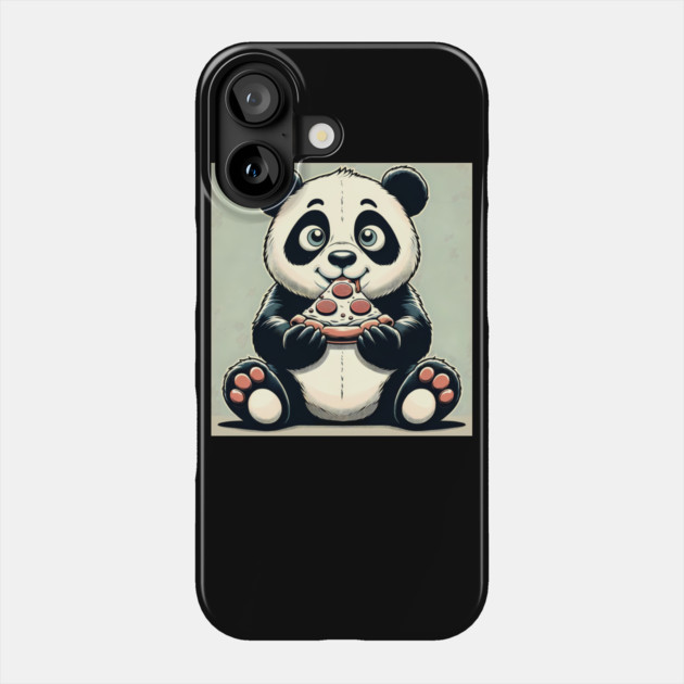 Cute Panda Bear Eating Pizza Phone Case by logiamerch