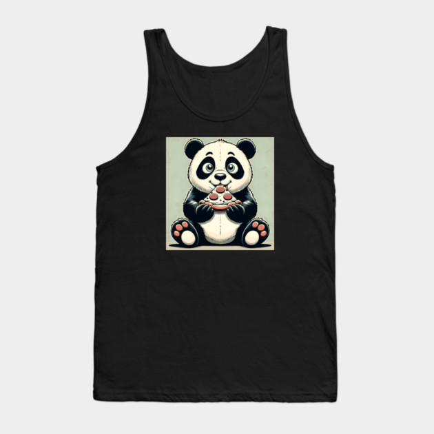 Cute Panda Bear Eating Pizza Tank Top by logiamerch