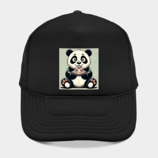 Cute Panda Bear Eating Pizza Hat