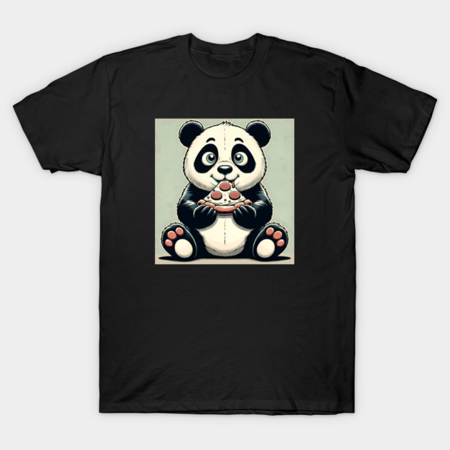 Cute Panda Bear Eating Pizza T-Shirt by logiamerch