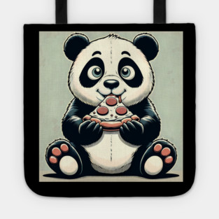 Cute Panda Bear Eating Pizza Tote