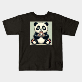 Cute Panda Bear Eating Pizza Kids T-Shirt