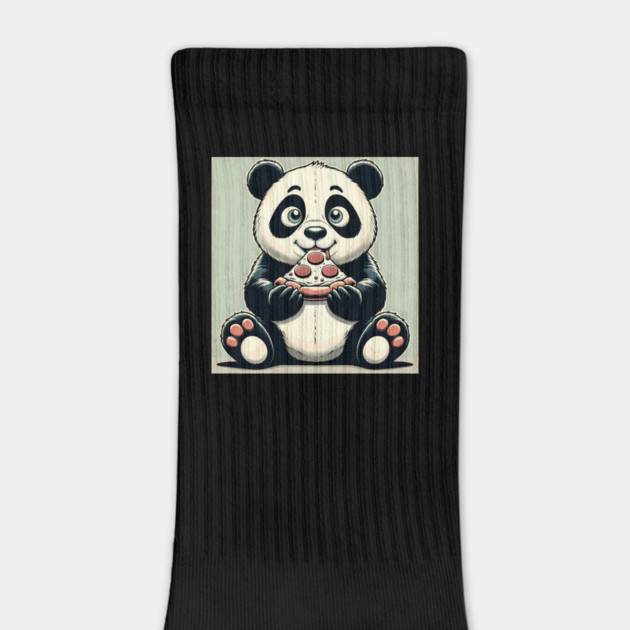 Cute Panda Bear Eating Pizza by logiamerch
