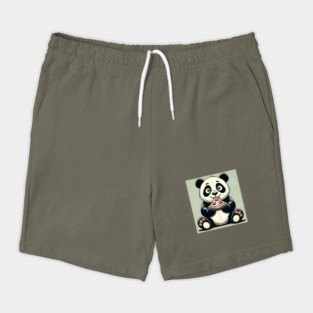 Cute Panda Bear Eating Pizza Shorts