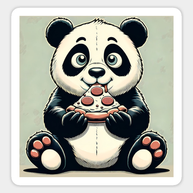 Cute Panda Bear Eating Pizza Sticker by logiamerch