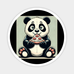 Cute Panda Bear Eating Pizza Magnet