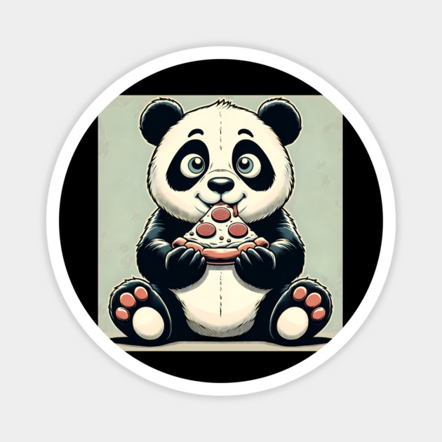 Cute Panda Bear Eating Pizza Magnet by logiamerch