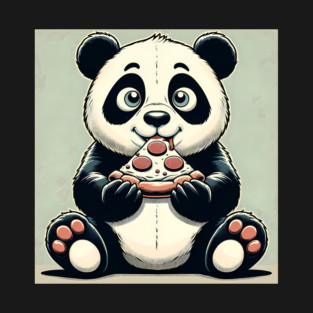 Cute Panda Bear Eating Pizza T-Shirt