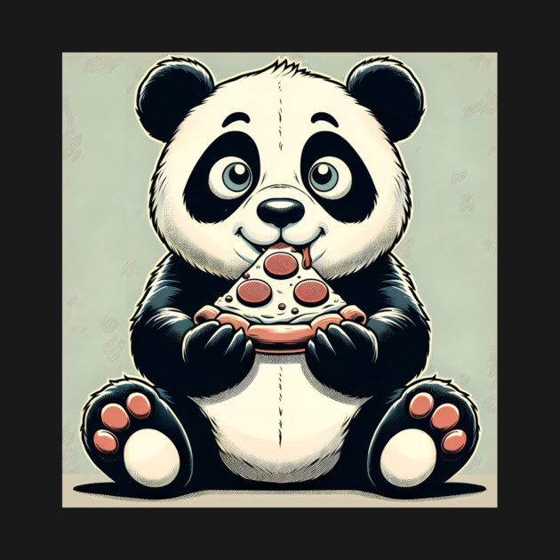 Cute Panda Bear Eating Pizza by logiamerch