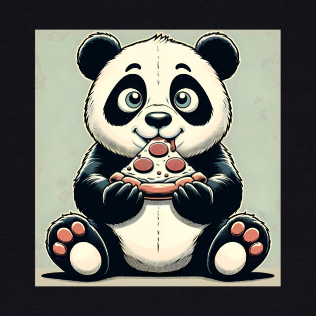 Cute Panda Bear Eating Pizza by logiamerch