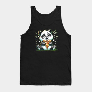 Cute Panda Bear Eating Pizza Tank Top