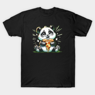 Cute Panda Bear Eating Pizza T-Shirt