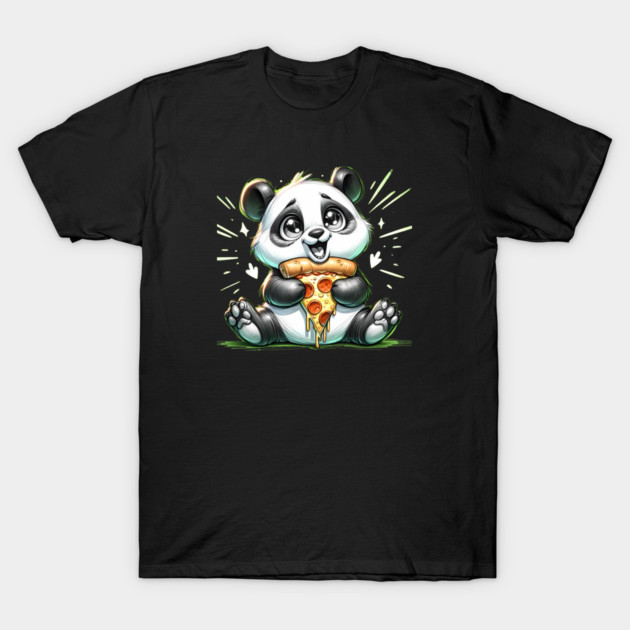 Cute Panda Bear Eating Pizza T-Shirt by logiamerch