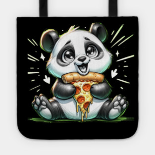 Cute Panda Bear Eating Pizza Tote