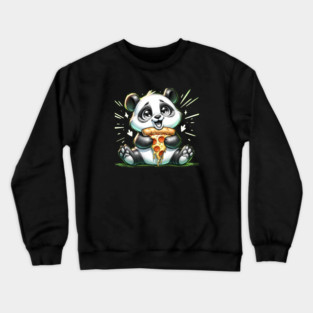 Cute Panda Bear Eating Pizza Crewneck Sweatshirt