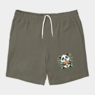 Cute Panda Bear Eating Pizza Shorts