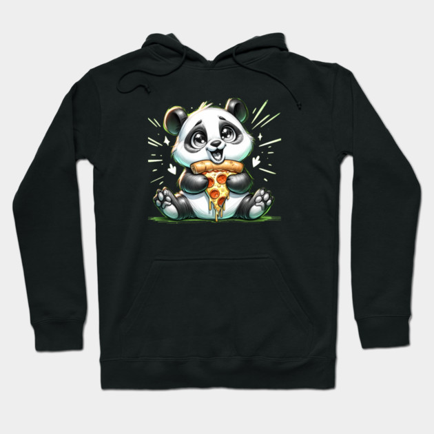 Cute Panda Bear Eating Pizza Hoodie by logiamerch