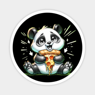 Cute Panda Bear Eating Pizza Magnet