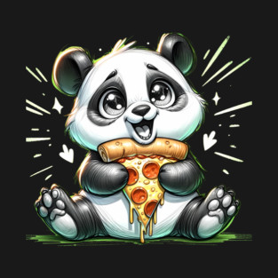 Cute Panda Bear Eating Pizza T-Shirt