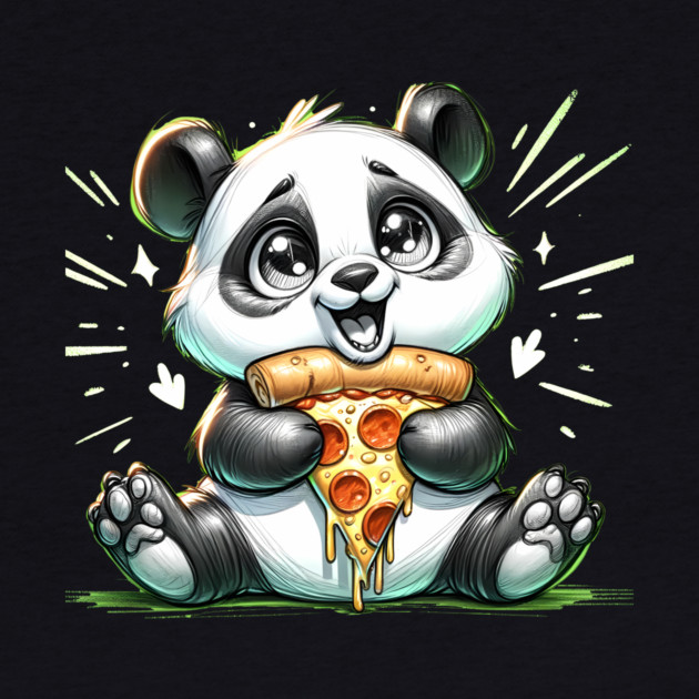 Cute Panda Bear Eating Pizza by logiamerch