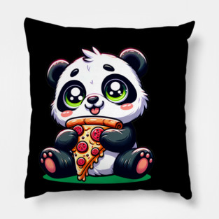 Cute Panda Bear Eating Pizza Pillow