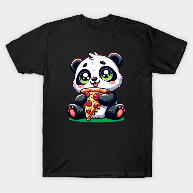 Cute Panda Bear Eating Pizza T-Shirt by logiamerch