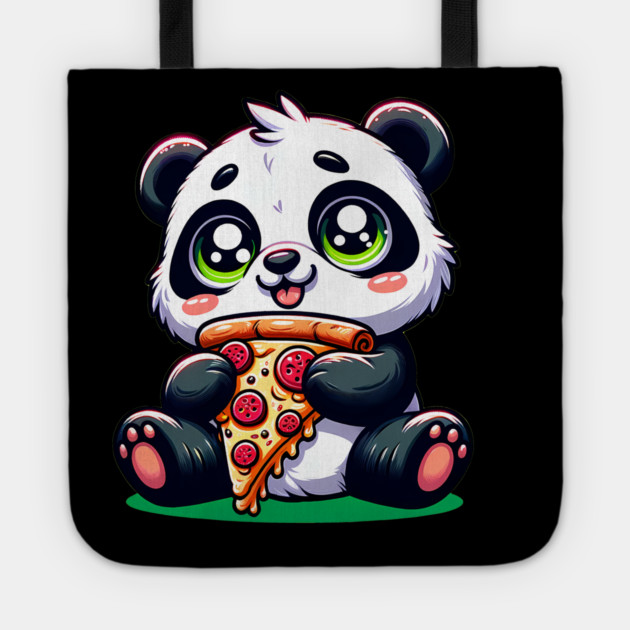 Cute Panda Bear Eating Pizza Tote by logiamerch