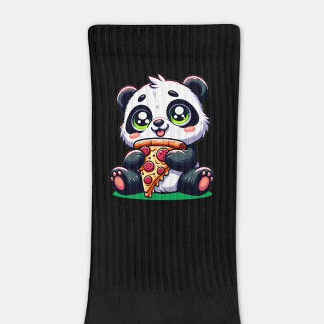 Cute Panda Bear Eating Pizza by logiamerch