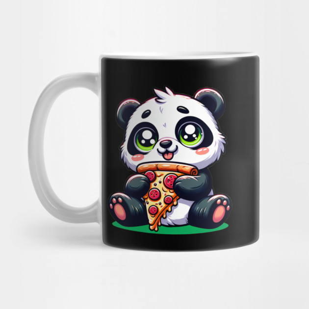 Cute Panda Bear Eating Pizza by logiamerch