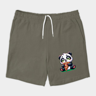 Cute Panda Bear Eating Pizza Shorts