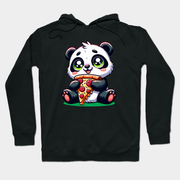 Cute Panda Bear Eating Pizza Hoodie by logiamerch