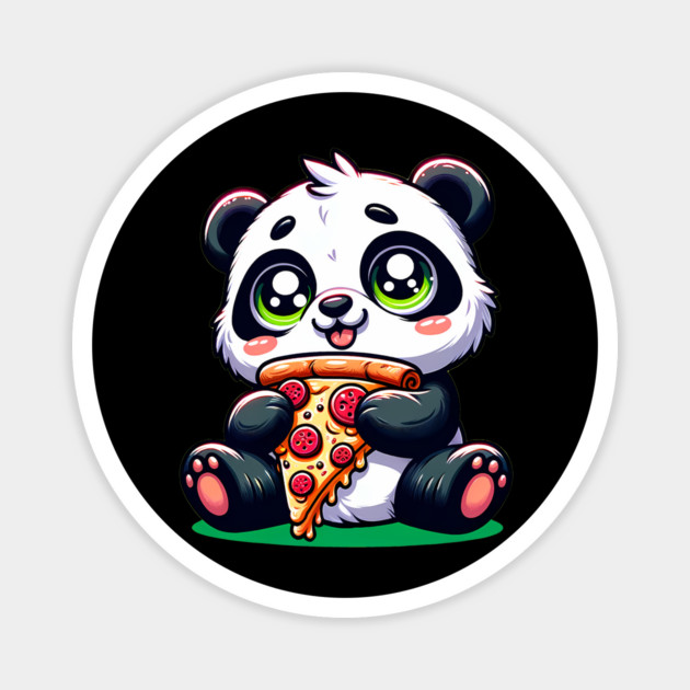 Cute Panda Bear Eating Pizza Magnet by logiamerch