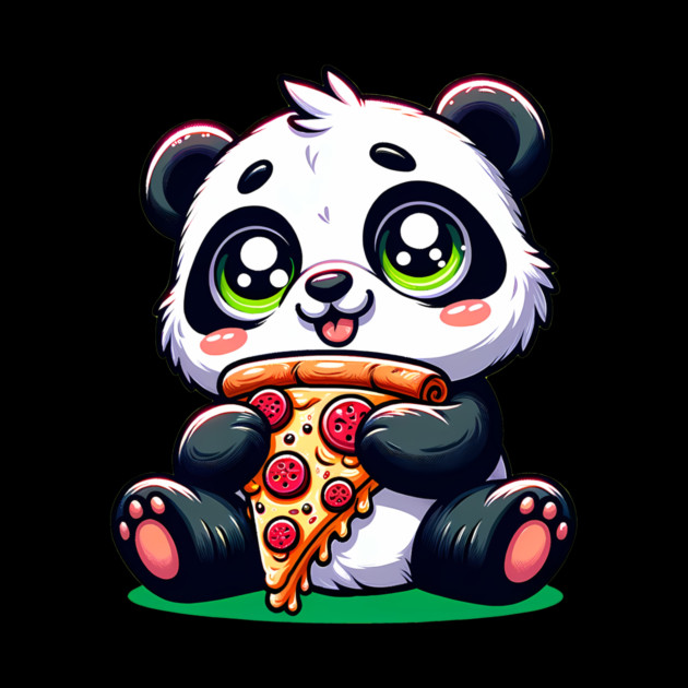 Cute Panda Bear Eating Pizza by logiamerch