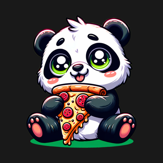 Cute Panda Bear Eating Pizza by logiamerch