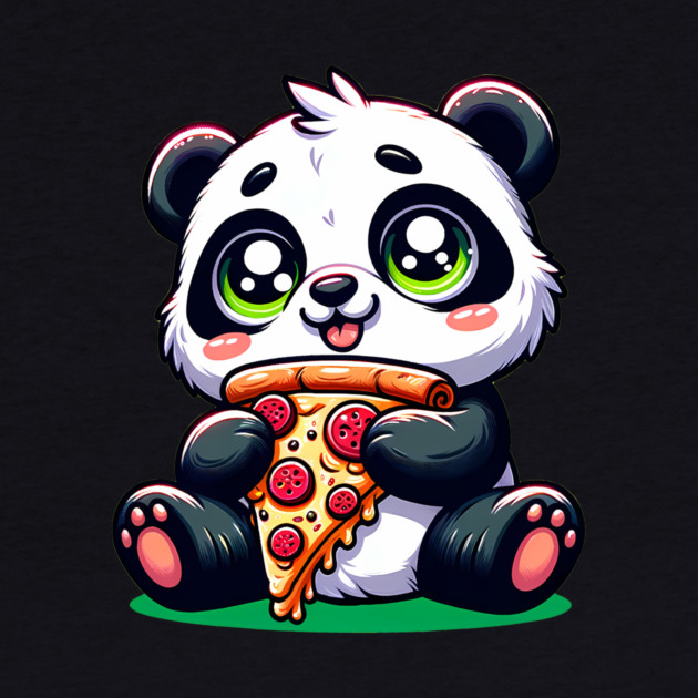 Cute Panda Bear Eating Pizza by logiamerch