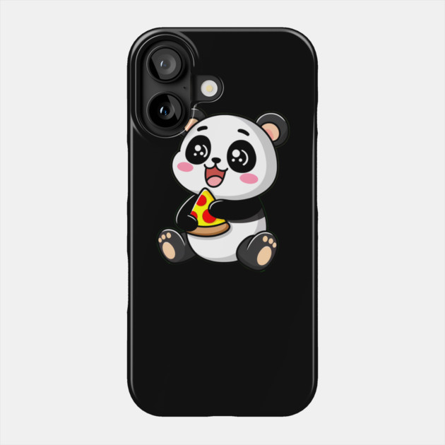 Cute Panda Bear Eating Pizza Phone Case by logiamerch