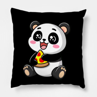 Cute Panda Bear Eating Pizza Pillow