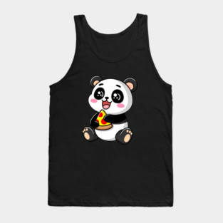 Cute Panda Bear Eating Pizza Tank Top