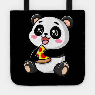 Cute Panda Bear Eating Pizza Tote