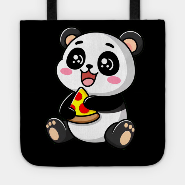 Cute Panda Bear Eating Pizza Tote by logiamerch