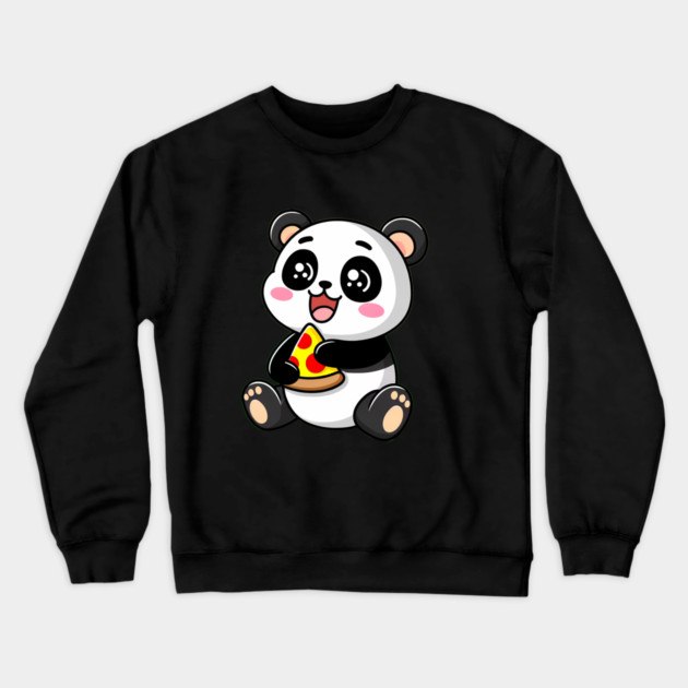 Cute Panda Bear Eating Pizza Crewneck Sweatshirt by logiamerch