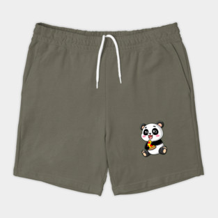 Cute Panda Bear Eating Pizza Shorts